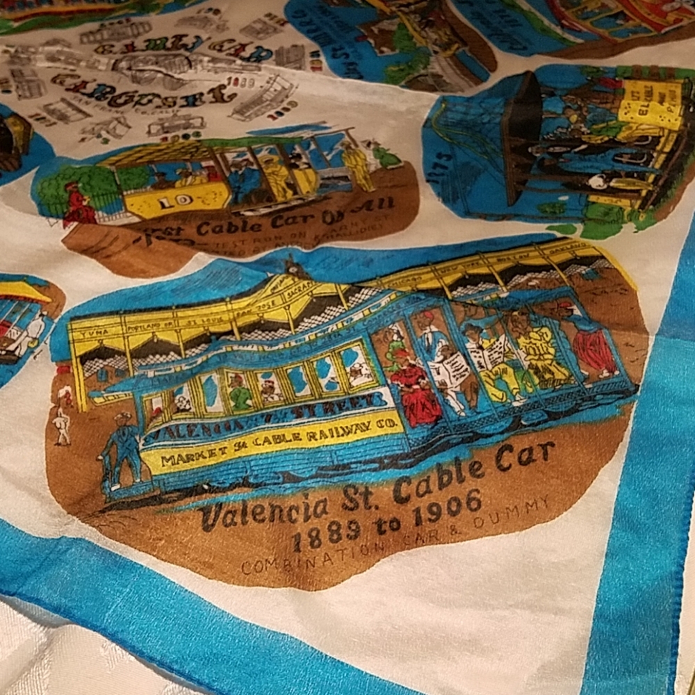 Vintage San Francisco Cable Car Carousel Scarf